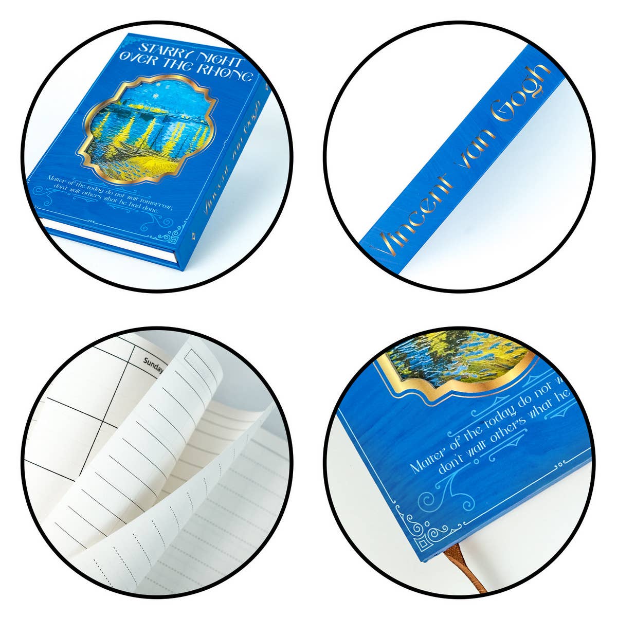 VINTAGE OIL PAINTING STAR AND MOON BLUE NOTEBOOK