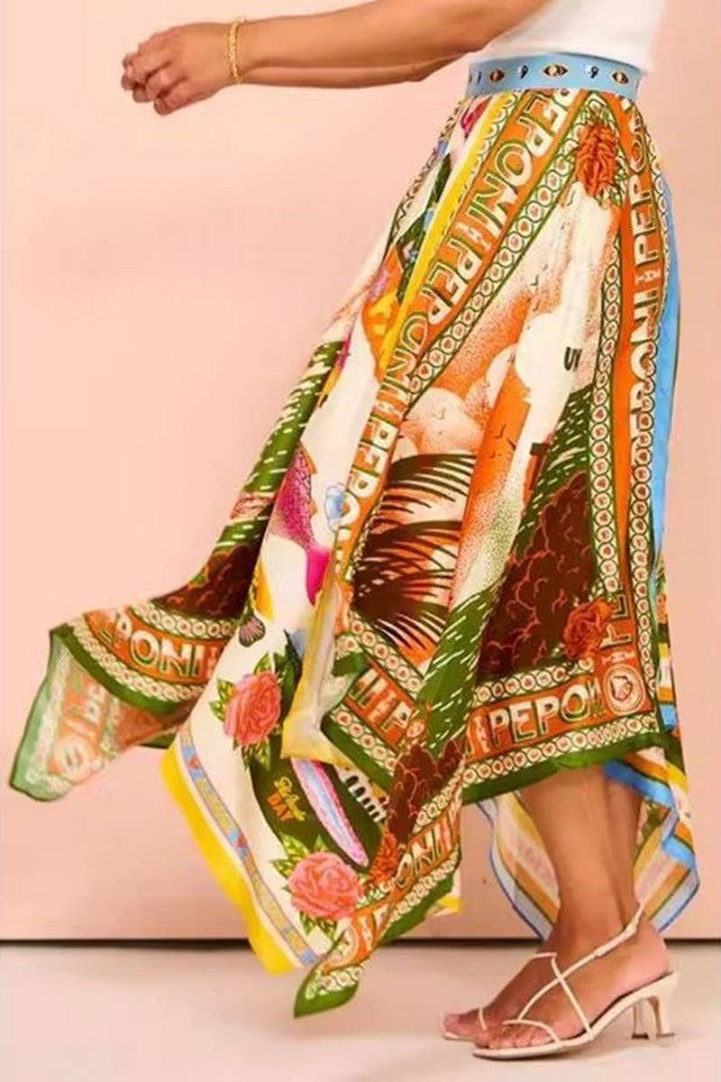 CWBMS0451_FLORAL ASYMMETRIC HEM WAIST A-LINE SKIRT