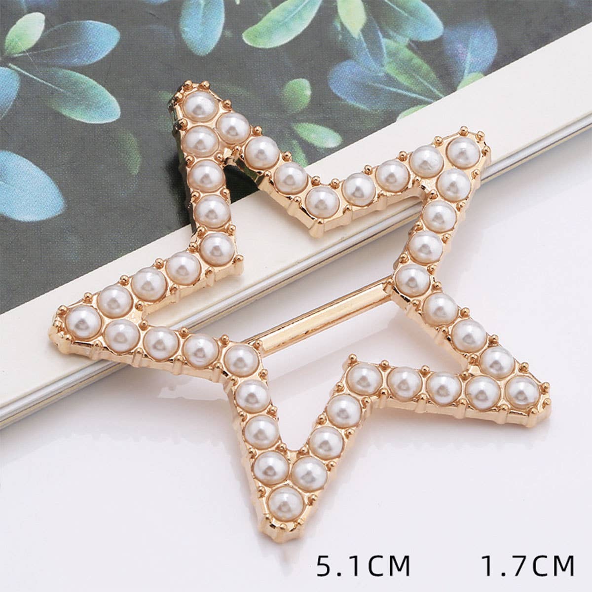 FIVE-POINTED STAR PEARL INLAID SILK SCARF RING
