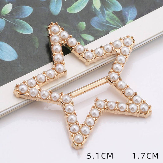 FIVE-POINTED STAR PEARL INLAID SILK SCARF RING