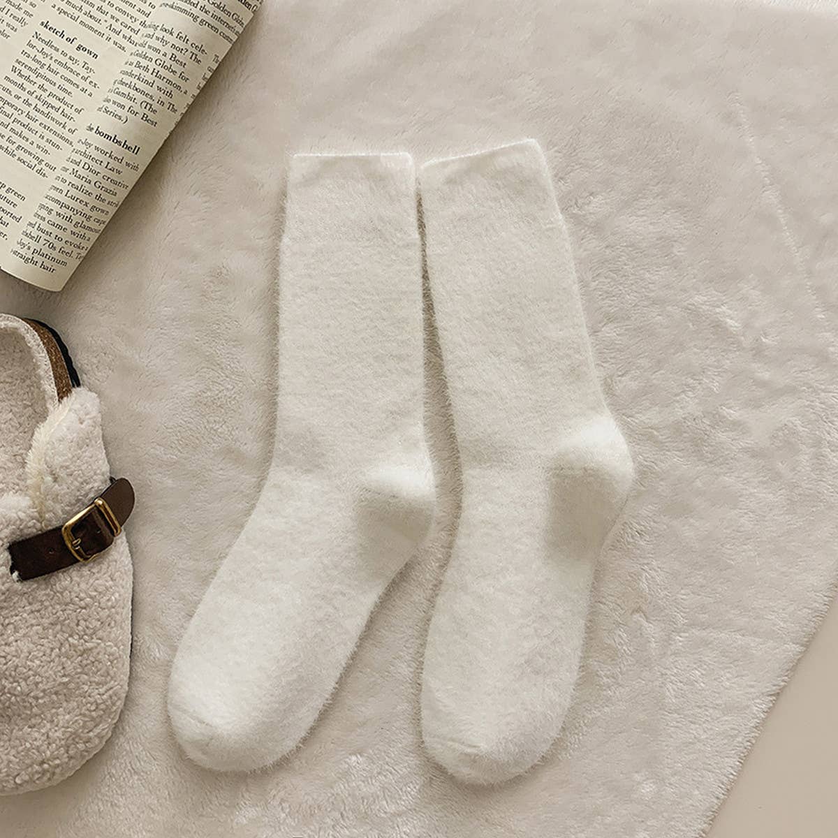 SOLID COLOR WARM THICK FLEECE SOCKS_CWMS0963