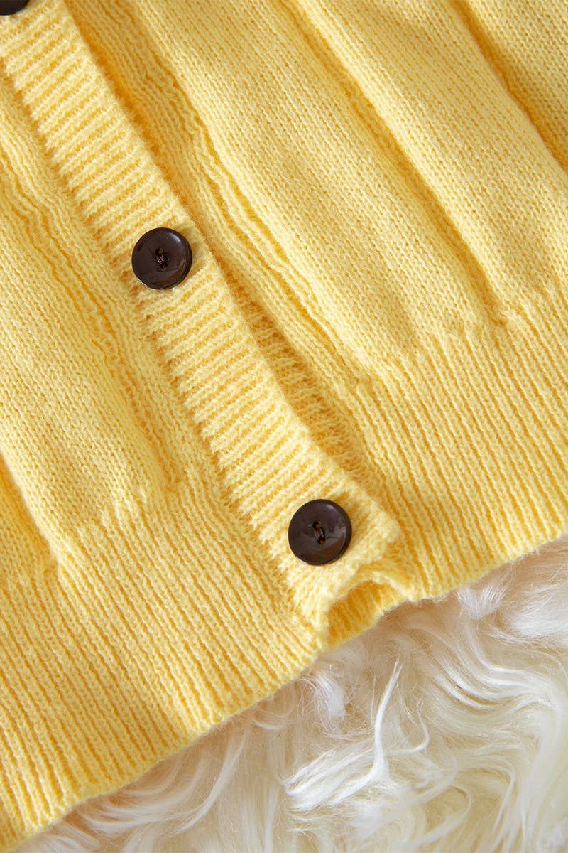 CWOCAL2291_SWEET RUFFLE TRIM FITTED CROPPED KNIT CARDIGAN