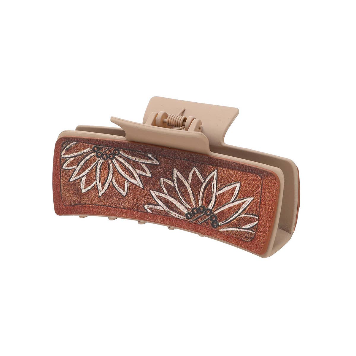 LEATHER SUNFLOWER PATTERN WESTERN HAIR CLAW CLIPS