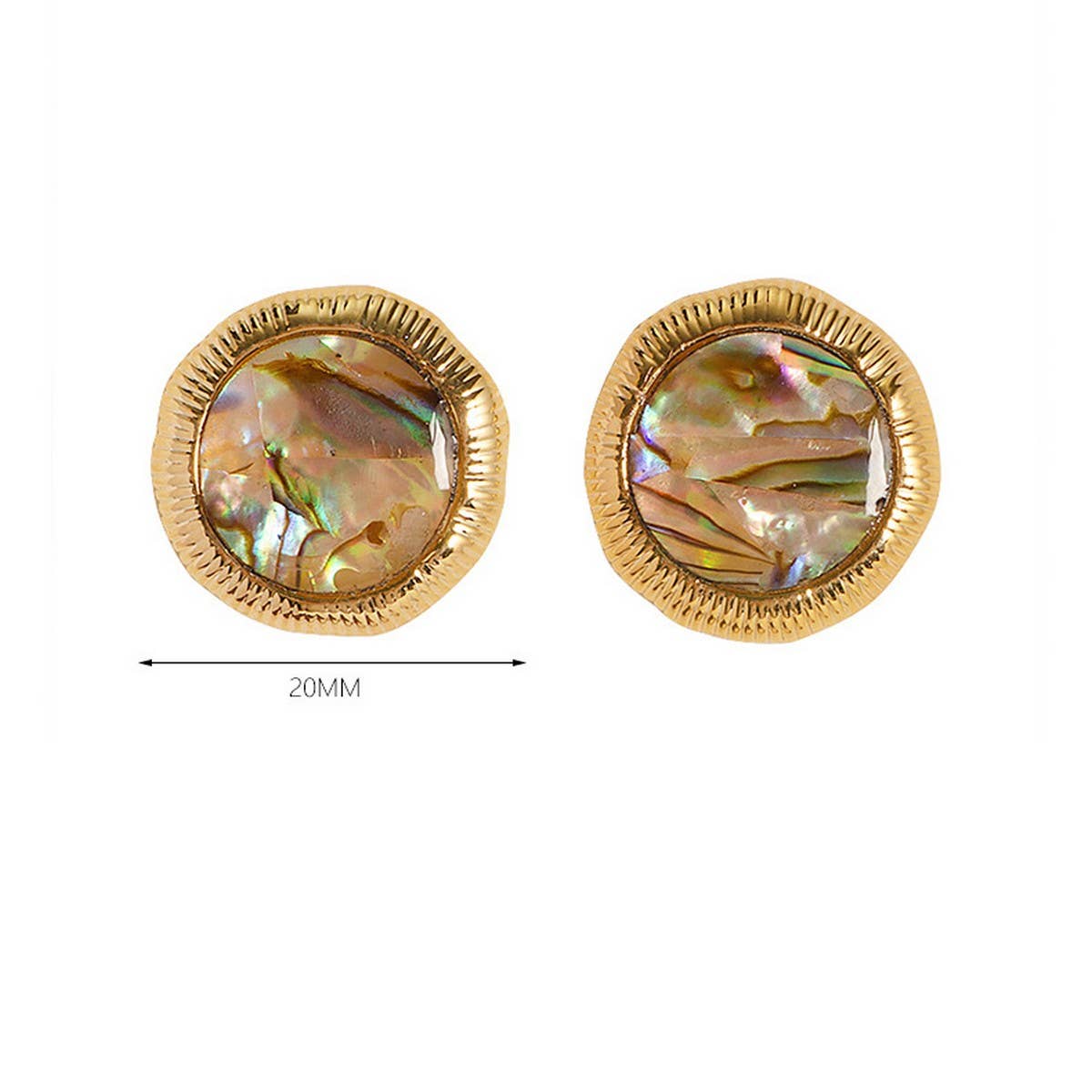 IRREGULAR GEOMETRIC ROUND ABALONE EARRINGS