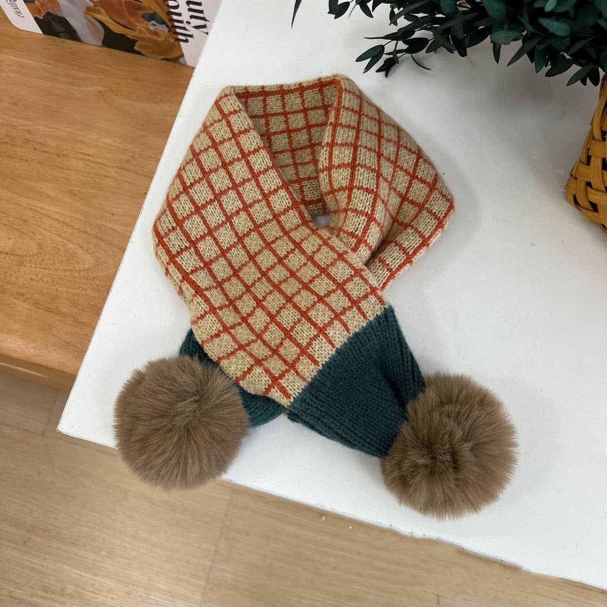 Knit Scarf,Cozy Winter Cross Neck Warmer for Kids