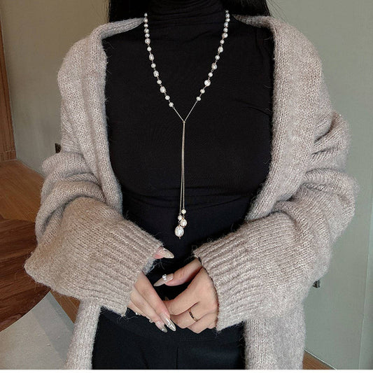 HIGH-END ALL-MATCH NATURAL PEARL SWEATER NECKLACE
