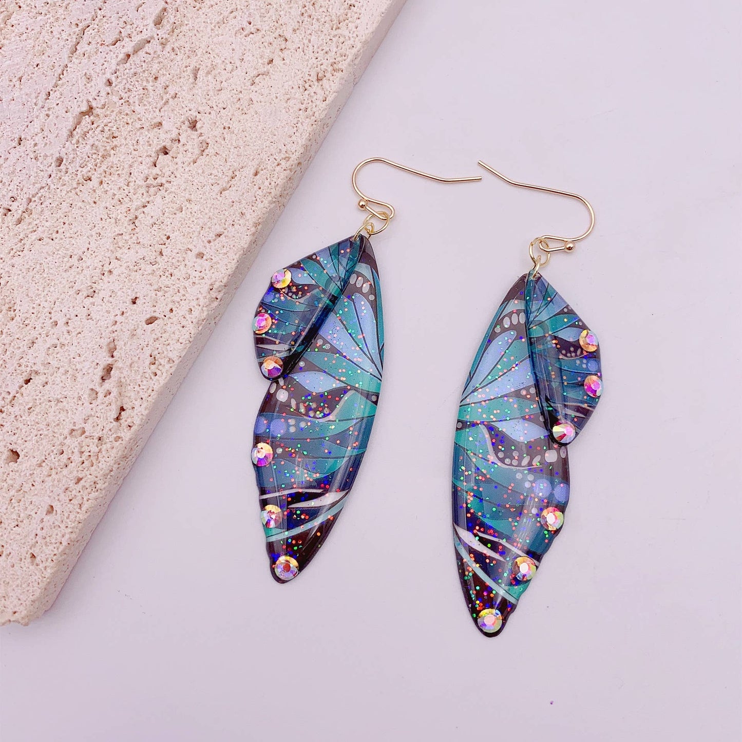 S925 Silver Cicada Wing Wing Butterfly Earrings