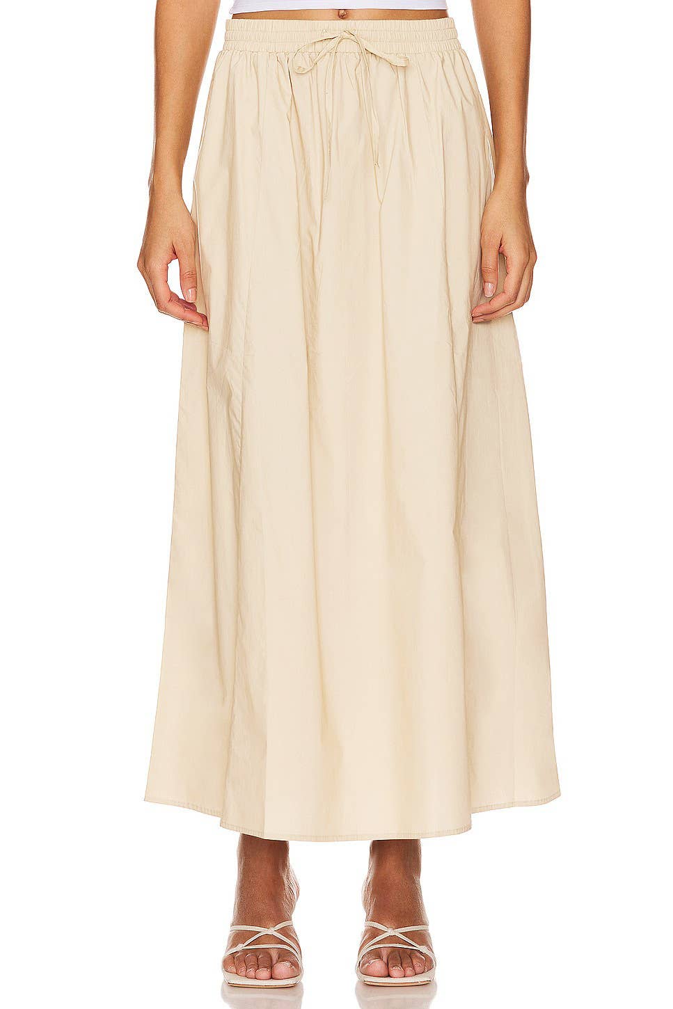 COTTON HIGH-WAISTED SLIT SOLID COLOR DRESS