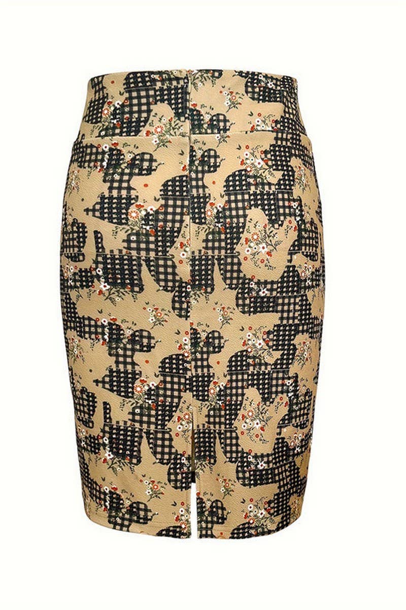 CWBMS0423_EARLY SPRING ELEGANT PRINTED BACK SLIT SKIRT