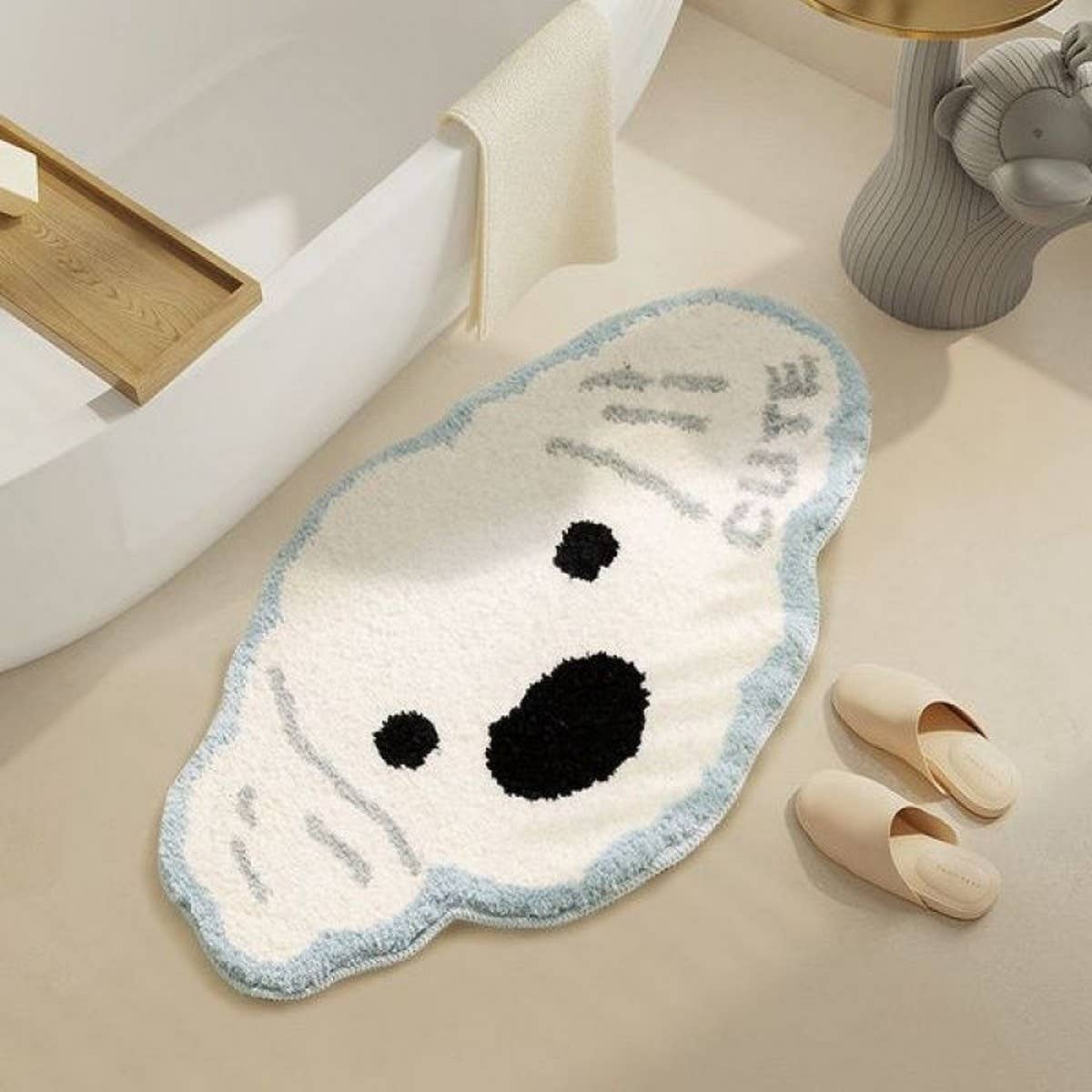 Cute Dog Plush Rug Non-Slip Bedside Mat