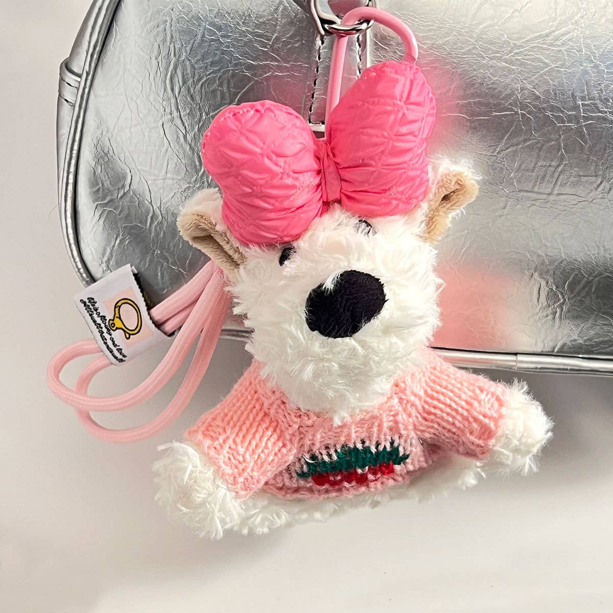 Westie Dog Plush Keychain with Messy Style