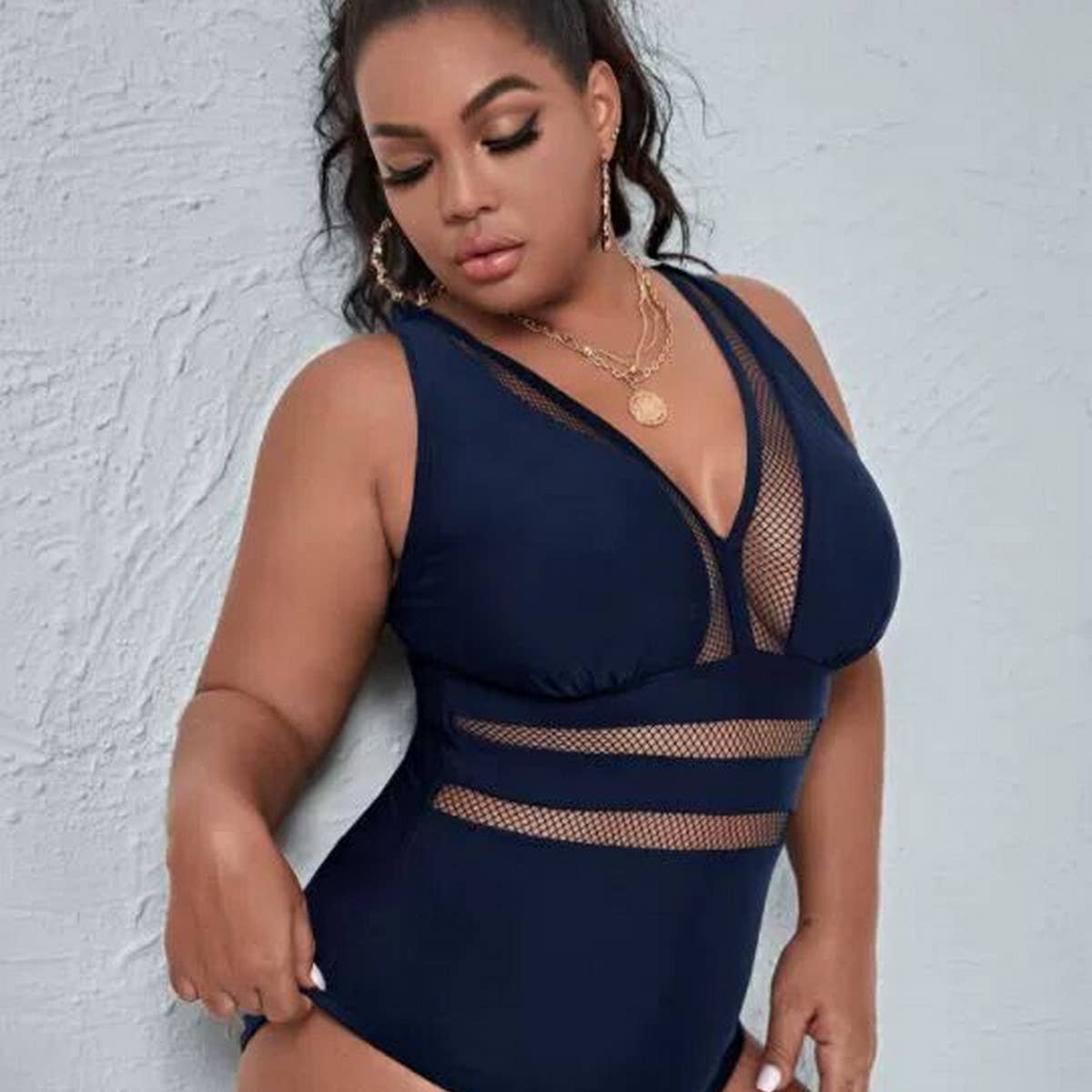 PLUS SIZE PRINTED PATCHWORK BIKINI SWIMSUIT_CWMW0205