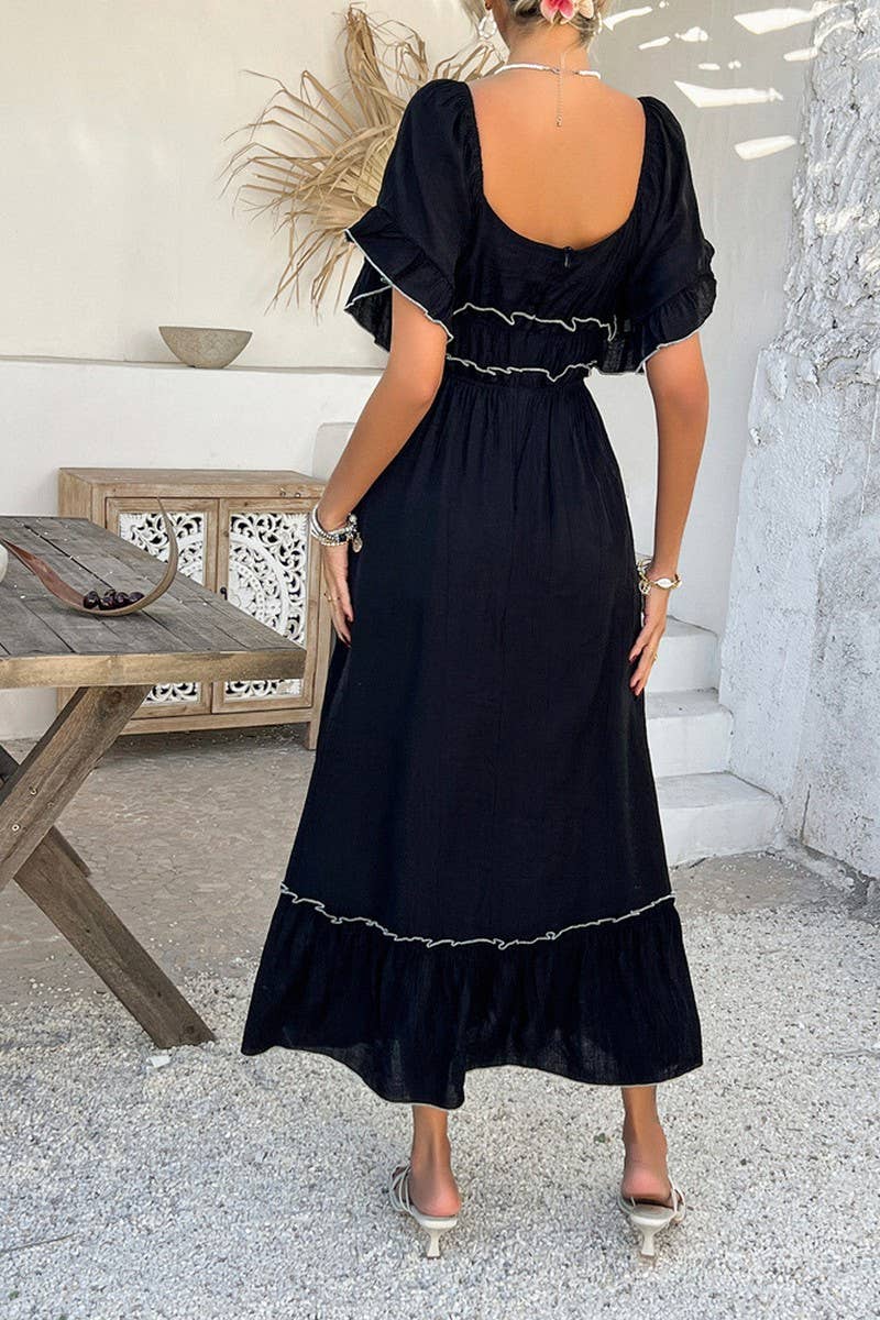 CWDMD5355_SUMMER BOHEMIAN CASUAL HOLIDAY CONTRAST DRESS
