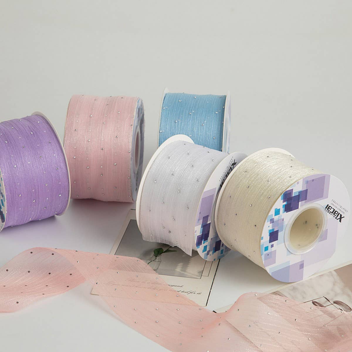 SILVER DOT HOT DIAMOND RIBBON BOW DIY RIBBON