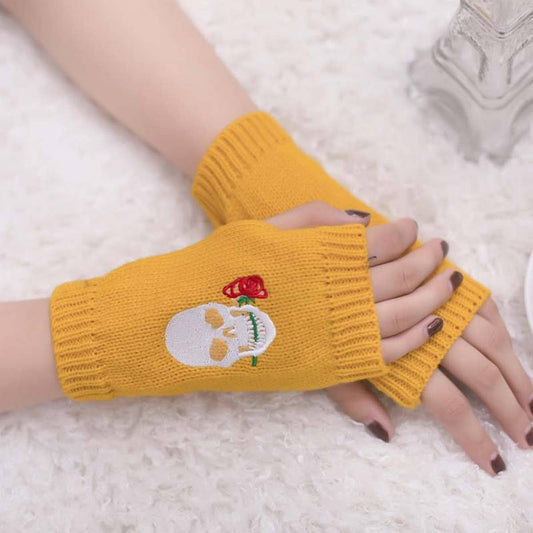 CWAG00534_HALLOWEEN EMBROIDERED FINGERLESS GLOVES