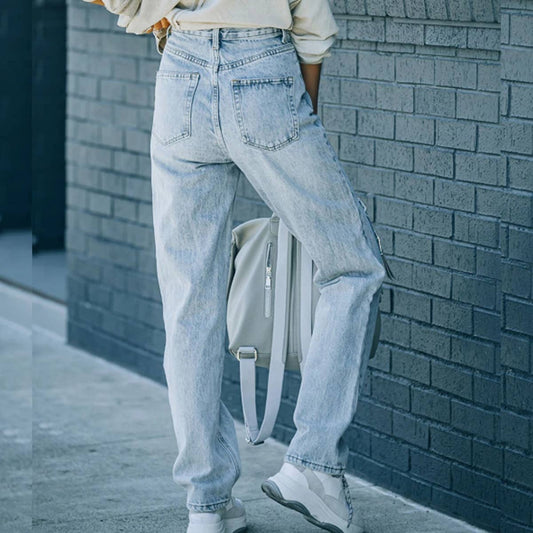 Distressed Irregular Hem Jeans ? Casual Denim