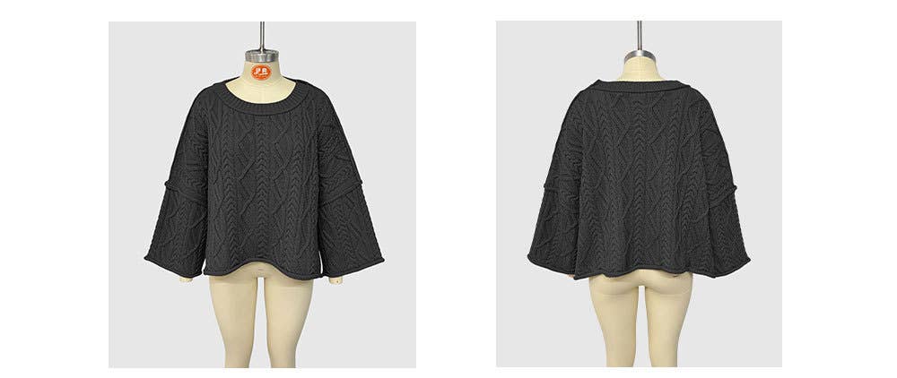 Round-neck short twisted loose knitted sweater