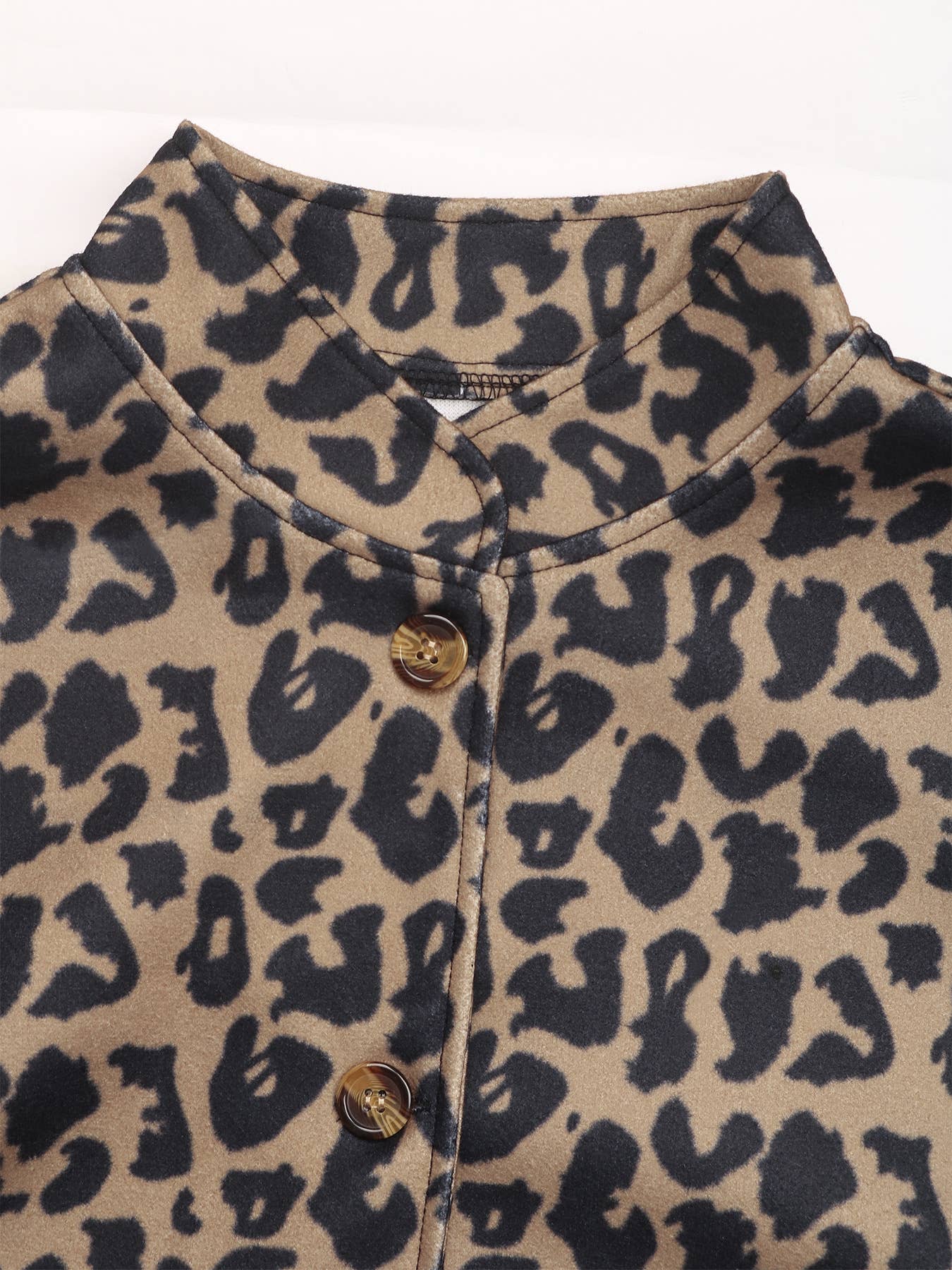 Trendy retro stand-up collar leopard print coat