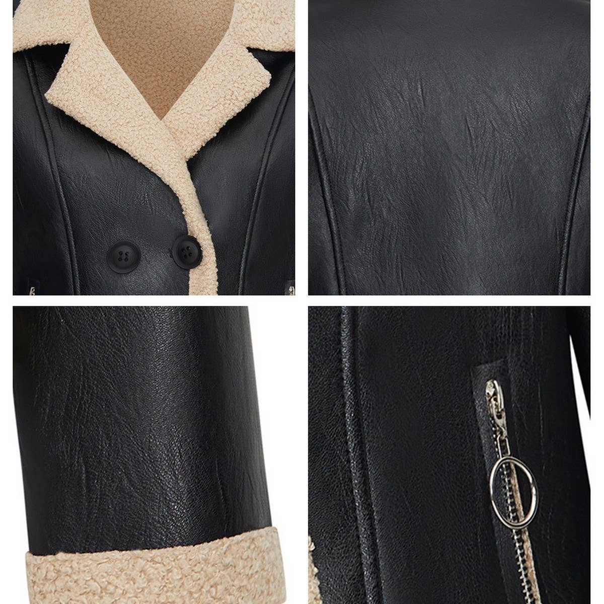Fleece Lined PU Jacket?Women¡¯s Winter Leather Coat
