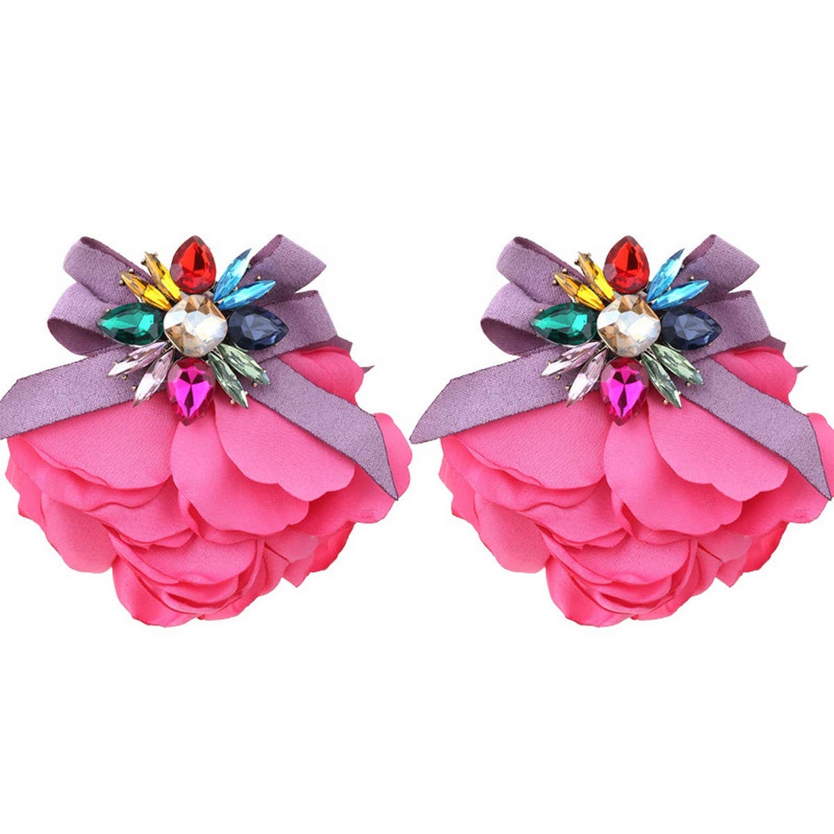 Handmade Starfish Floral Rhinestone Earrings