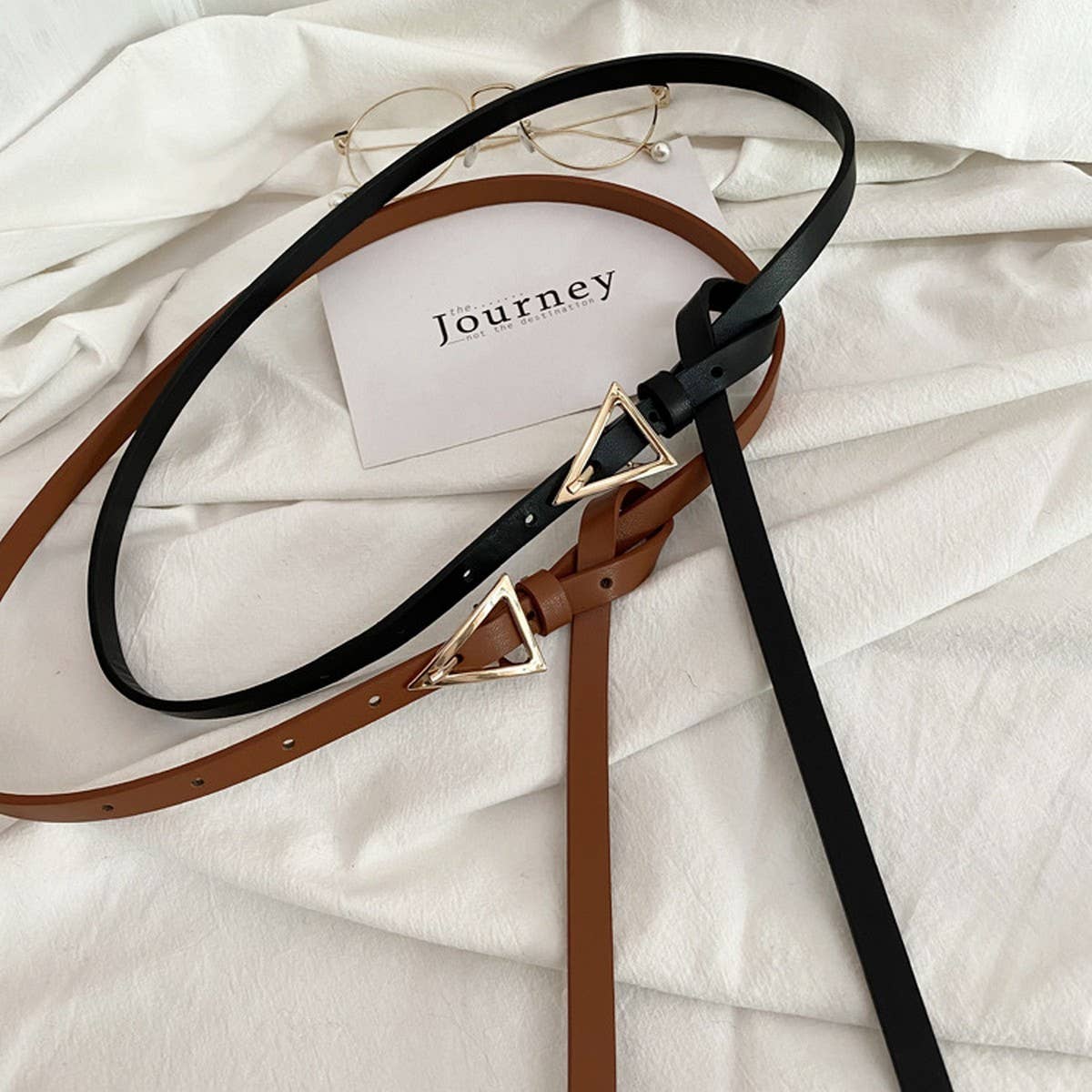 TRIANGULAR PIN BUCKLE WITH SWEATER SUIT THIN BELT_CWABE0654