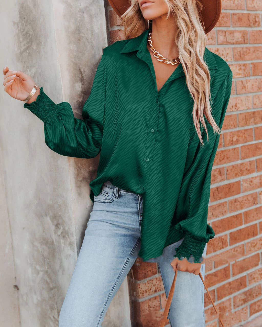 LAPEL BREASTED LOOSE LANTERN LONG-SLEEVED SHIRT