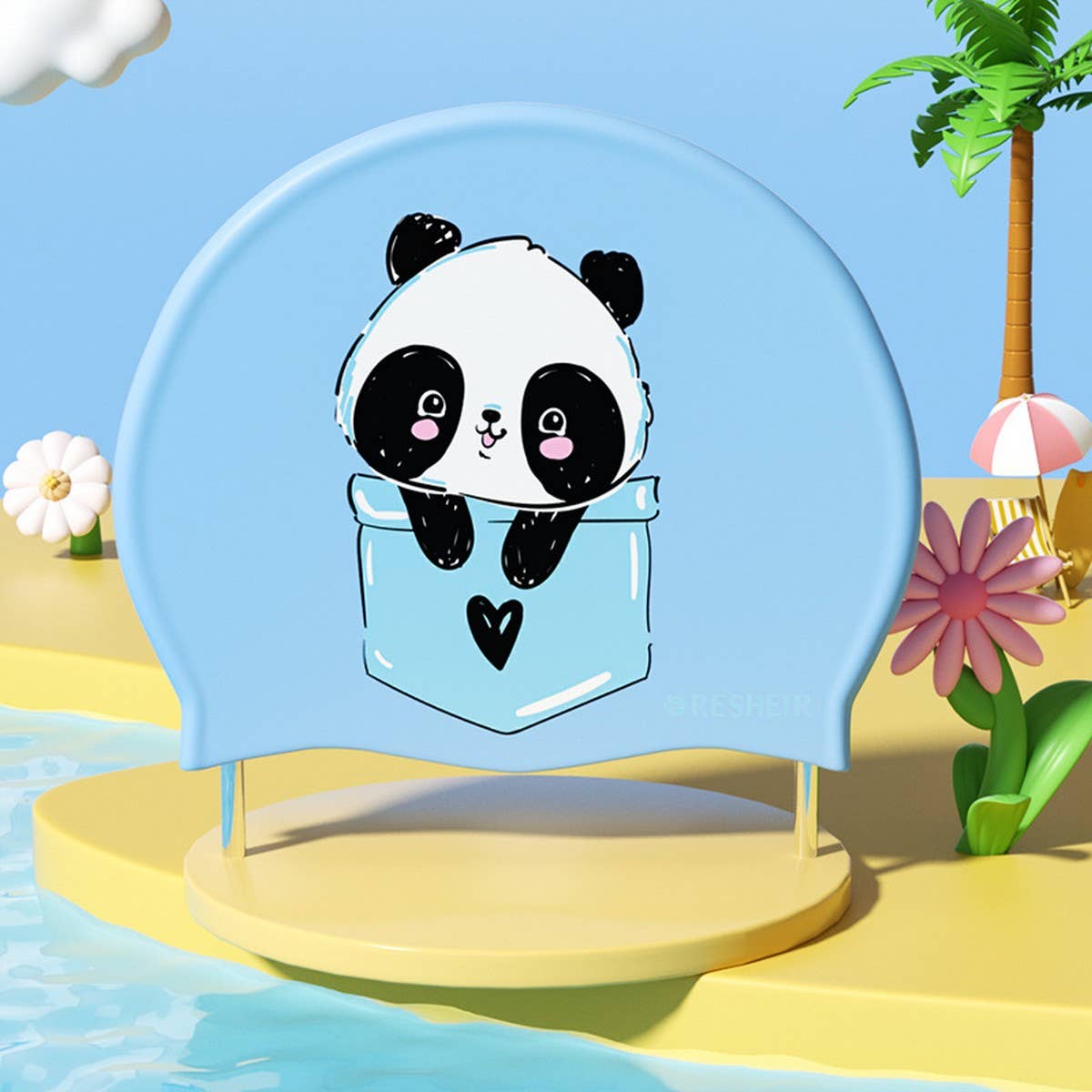 Girls' Silicone Swim Cap ? Cute Cartoon, Ear Cover