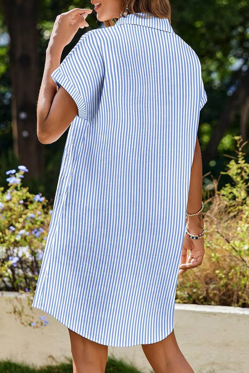 CWDSD7456_SUMMER COMMUTER STRIPED MID-LENGTH SHIRT DRESS