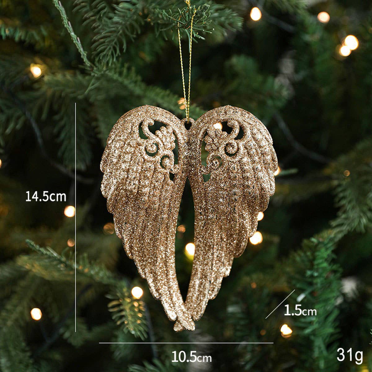 Champagne Glitter Plastic Christmas Ornament_CWMM9756