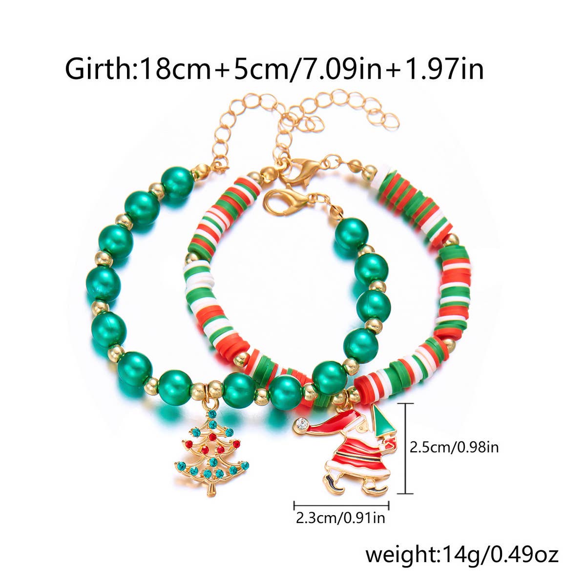 VERSATILE GREEN CHRISTMAS BEADED BRACELET