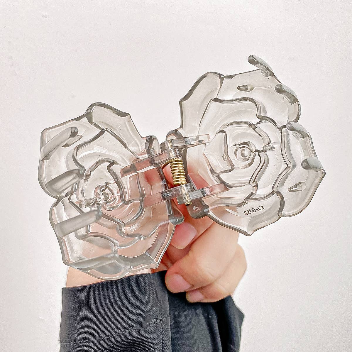 Vintage semi-transparent rose clipper hair clips