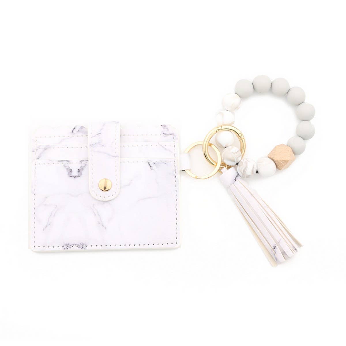 Leopard Print PU Wallet with Beaded Keychain_CWAB4931