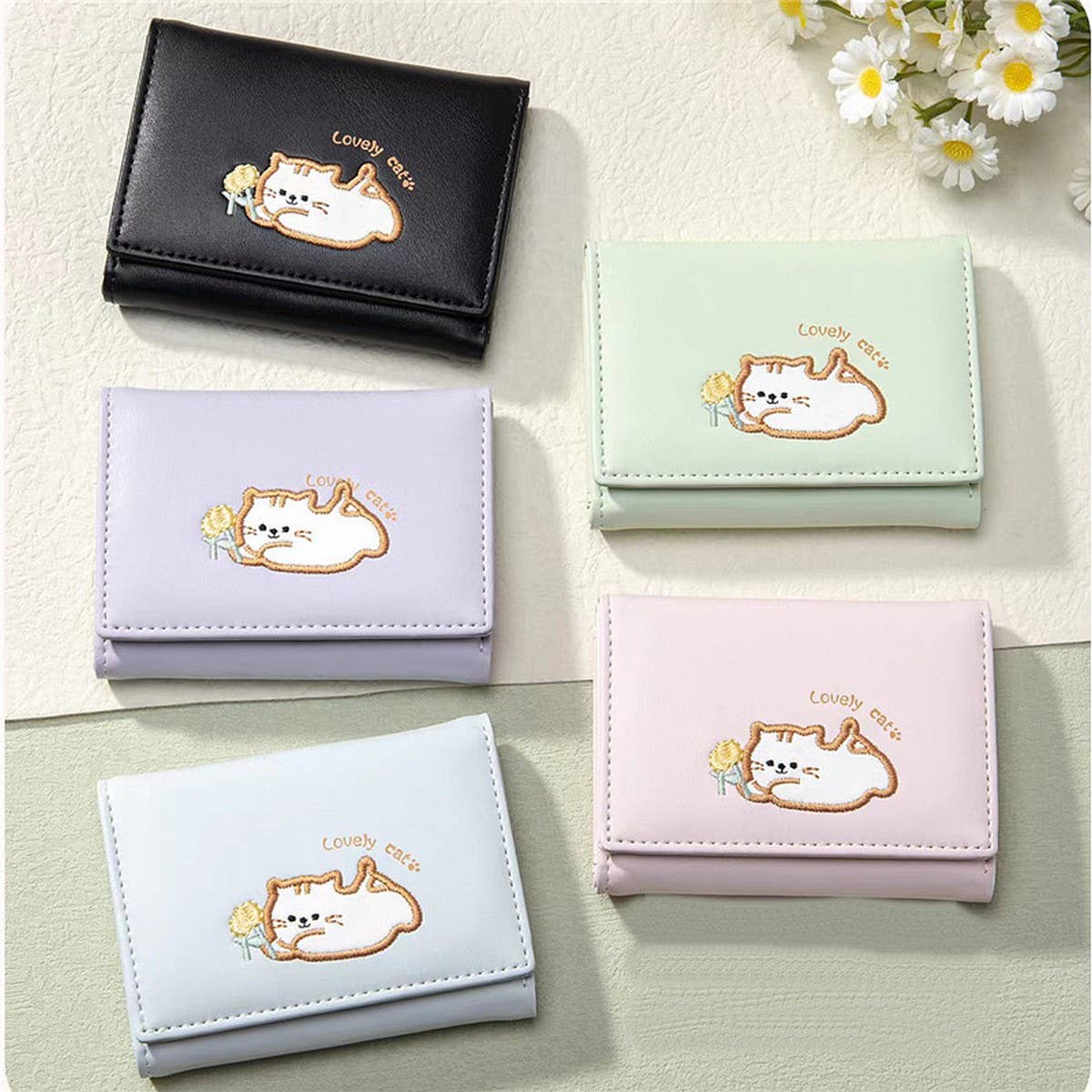 CARTOON CUTE CAT EMBROIDERY MINI WALLET_CWAB2624
