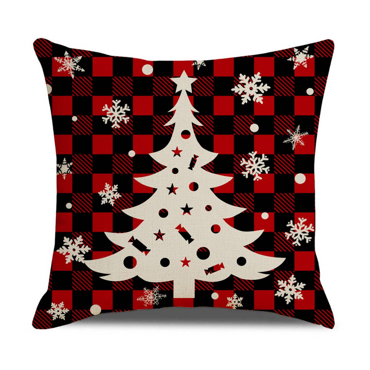 CHRISTMAS TREE RED AND BLACK PLAID PILLOWCASE