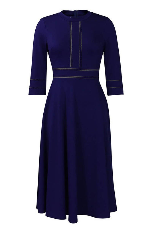 CWDMD01257_PLUS SIZE WOMEN STAND COLLAR PARTY SWING DRESS