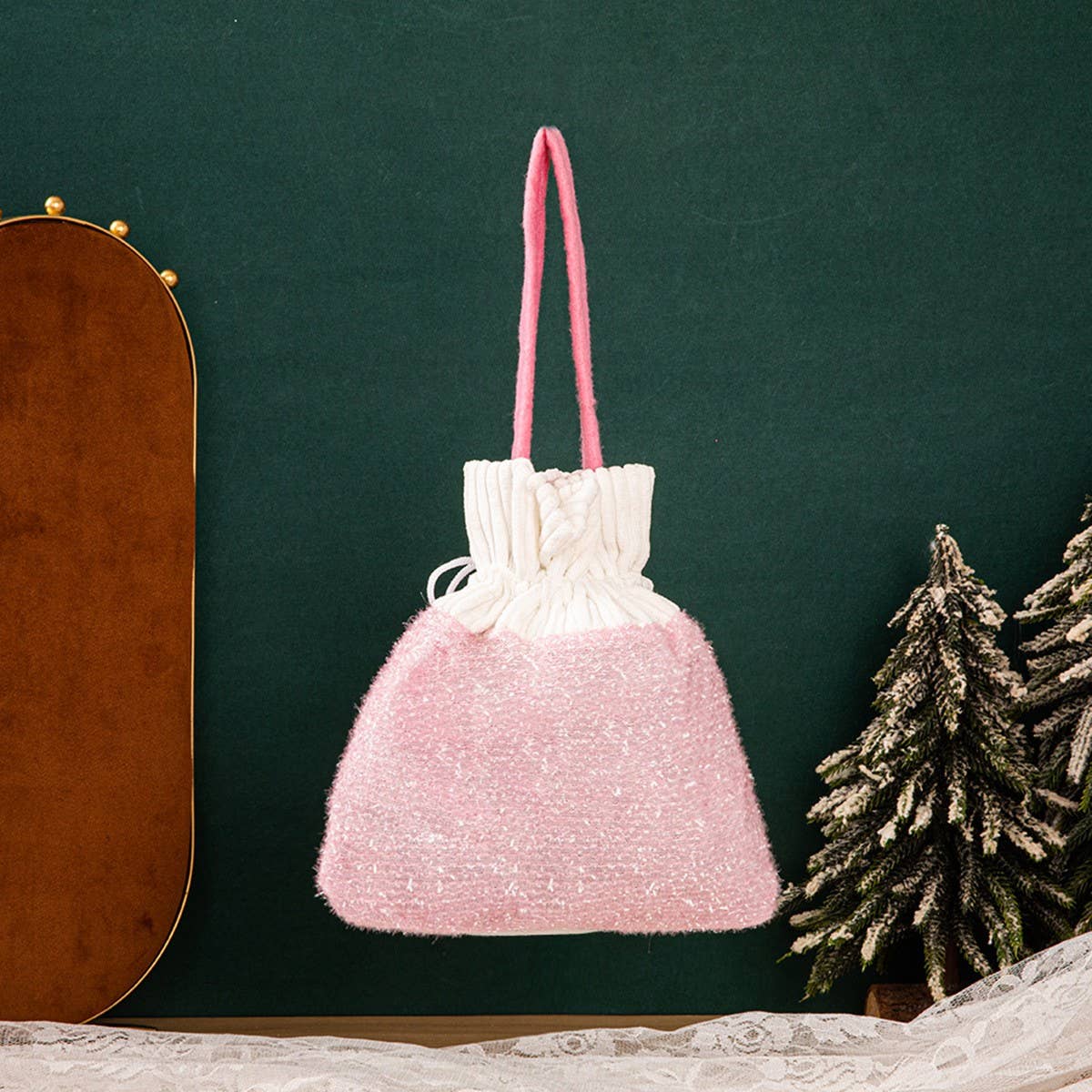 CWMM9352_NEW CHRISTMAS PINK PLUSH CHRISTMAS GIFT BAG