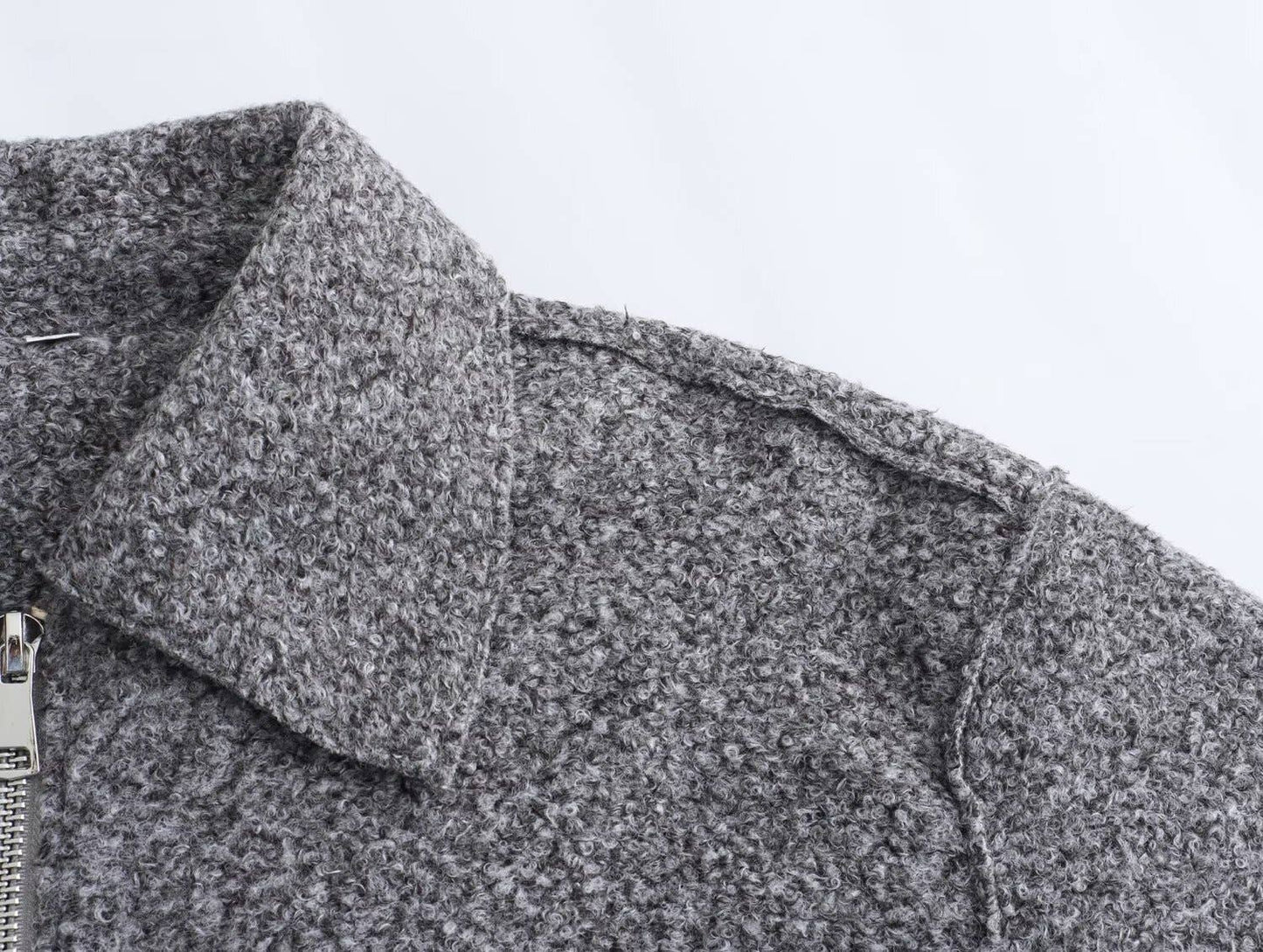 LAPEL LONG-SLEEVED PREMIUM ZIP-UP COAT