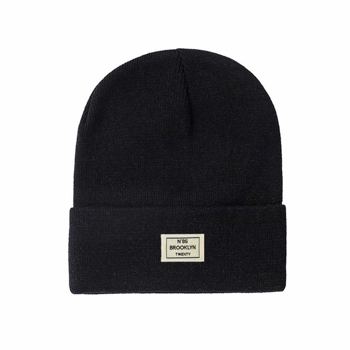 CWAH04350_LETTER PATCH KNIT BEANIE HAT UNISEX