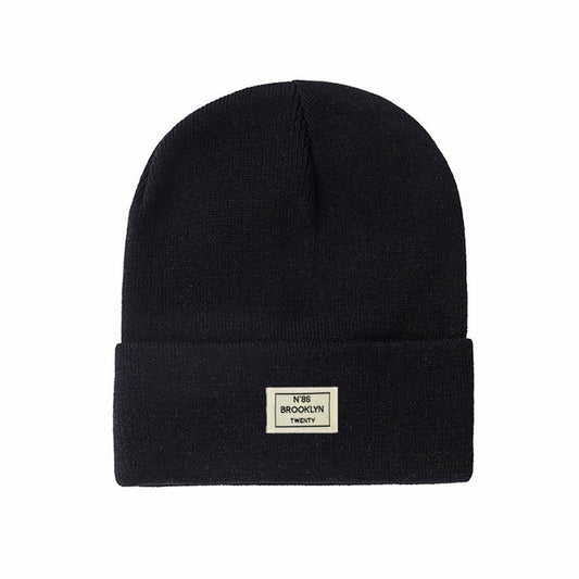 CWAH04350_LETTER PATCH KNIT BEANIE HAT UNISEX