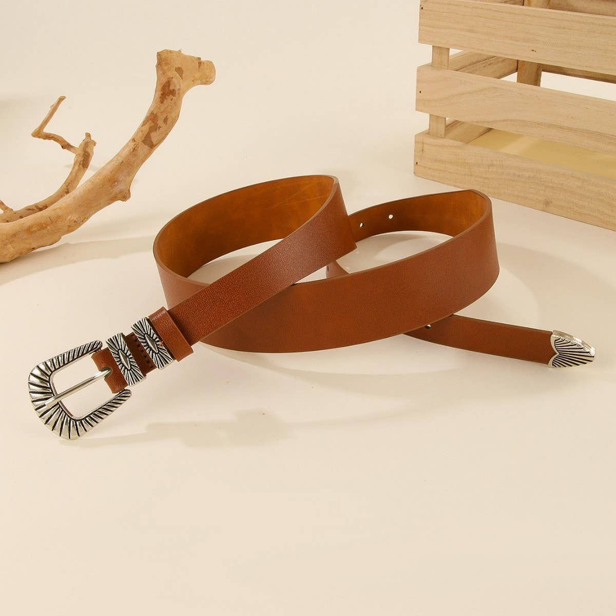 ALL-MATCH DECORATIVE RETRO NICHE BLACK TPE BELT_CWMM3946