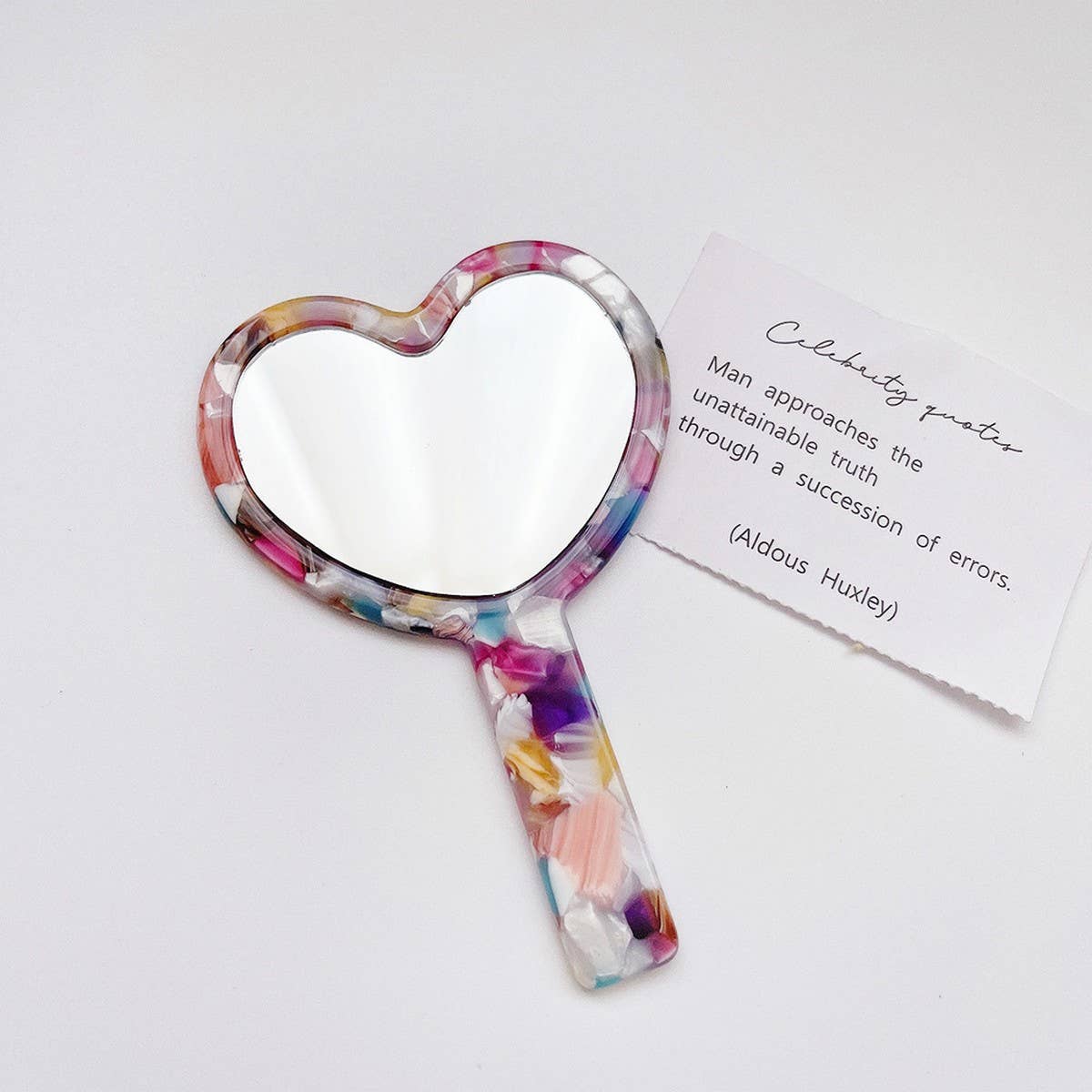 Retro Acetate Compact Mirror Geometric/Heart_CWMM6373