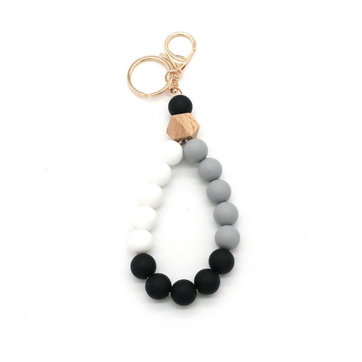 COLORFUL SILICONE BEAD BRACELET KEYCHAIN