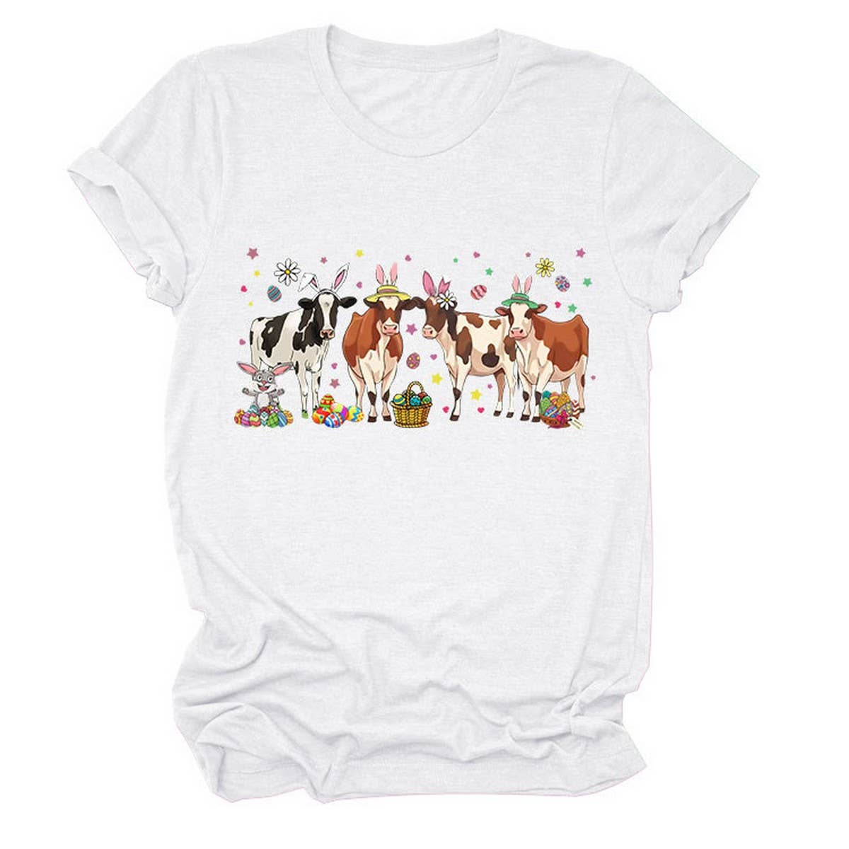 EASTER CASUAL PRINTED ROUND NECK PULLOVER T SHIRT_CWTTS0803