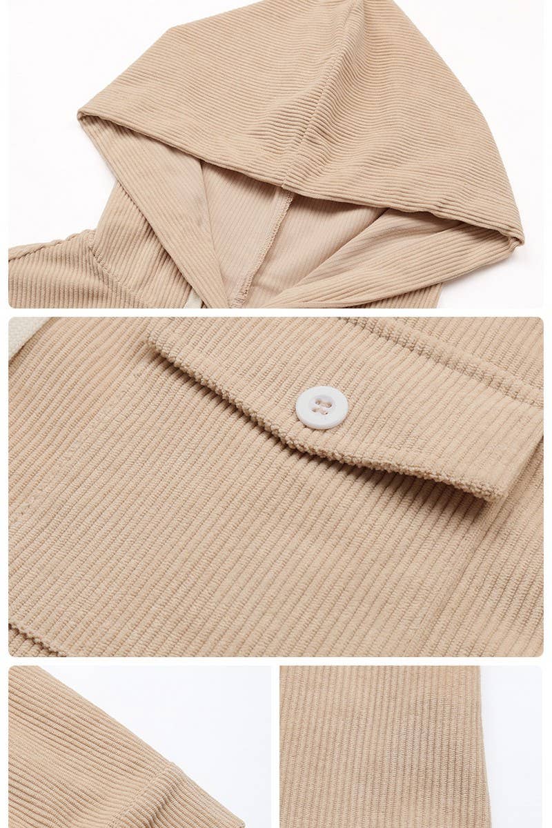 CWOJA0812_CORDUROY DRAWSTRING HOODED CARDIGAN JACKET