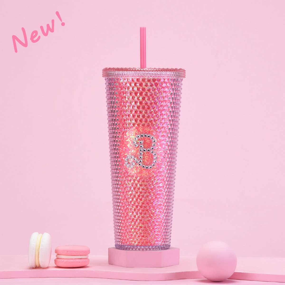 DOUBLE LAYER PORTABLE PLASTIC STRAW DIAMOND CUP