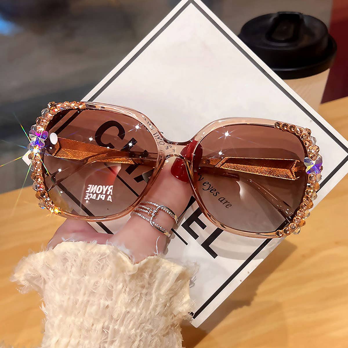 WOMEN RHINESTONE POLARIZED SUNGLASSES