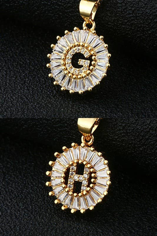 A-Z ALPHABET LETTER SUN PENDANT NECKLACE_CWAJE055-B20221