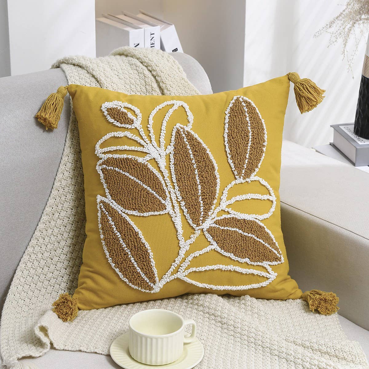 Boho Tufted Embroidered Pillow Cover for Sofa/Bed_CWMM7696