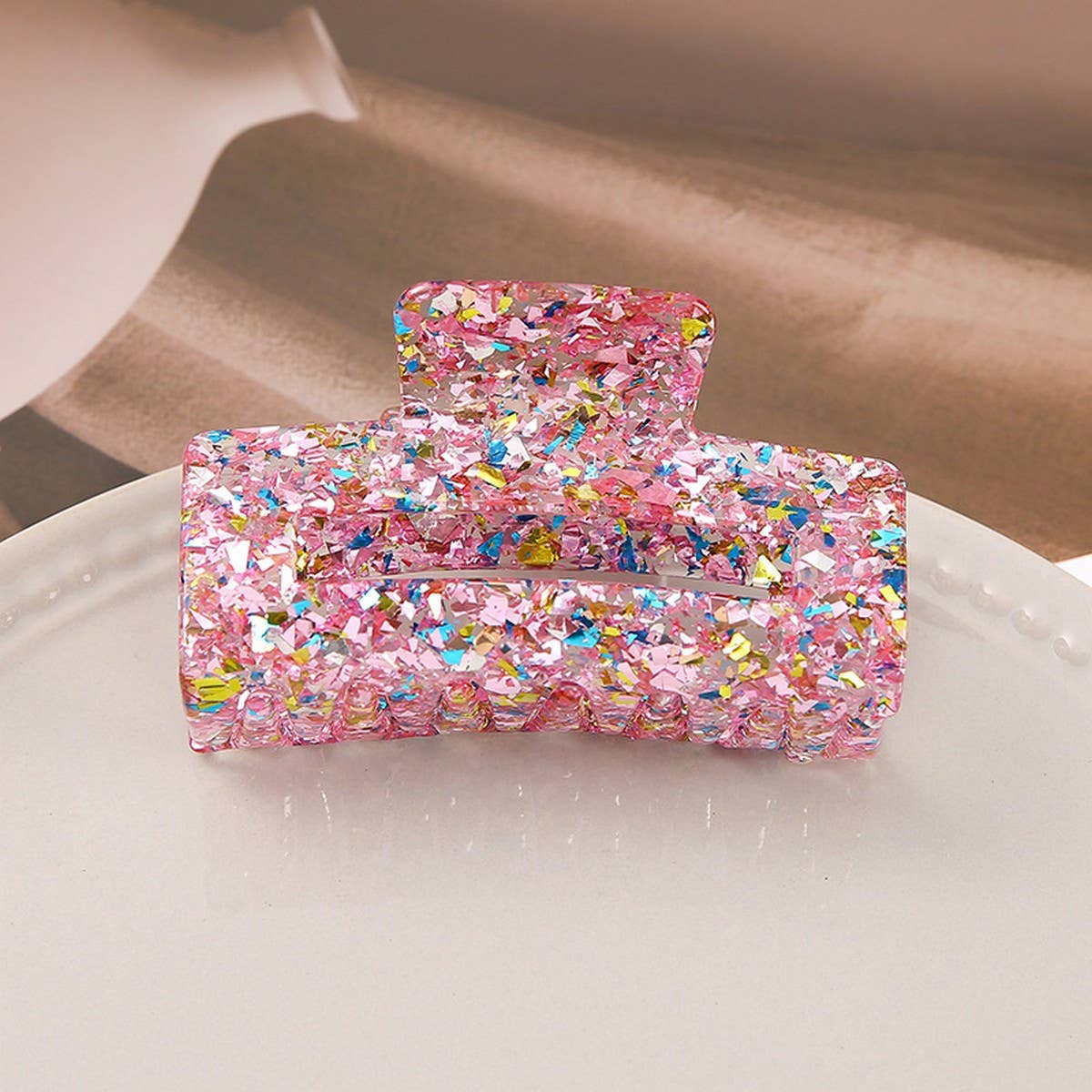 Acrylic Square Sequin Hollow Hair Claw_CWASC2488