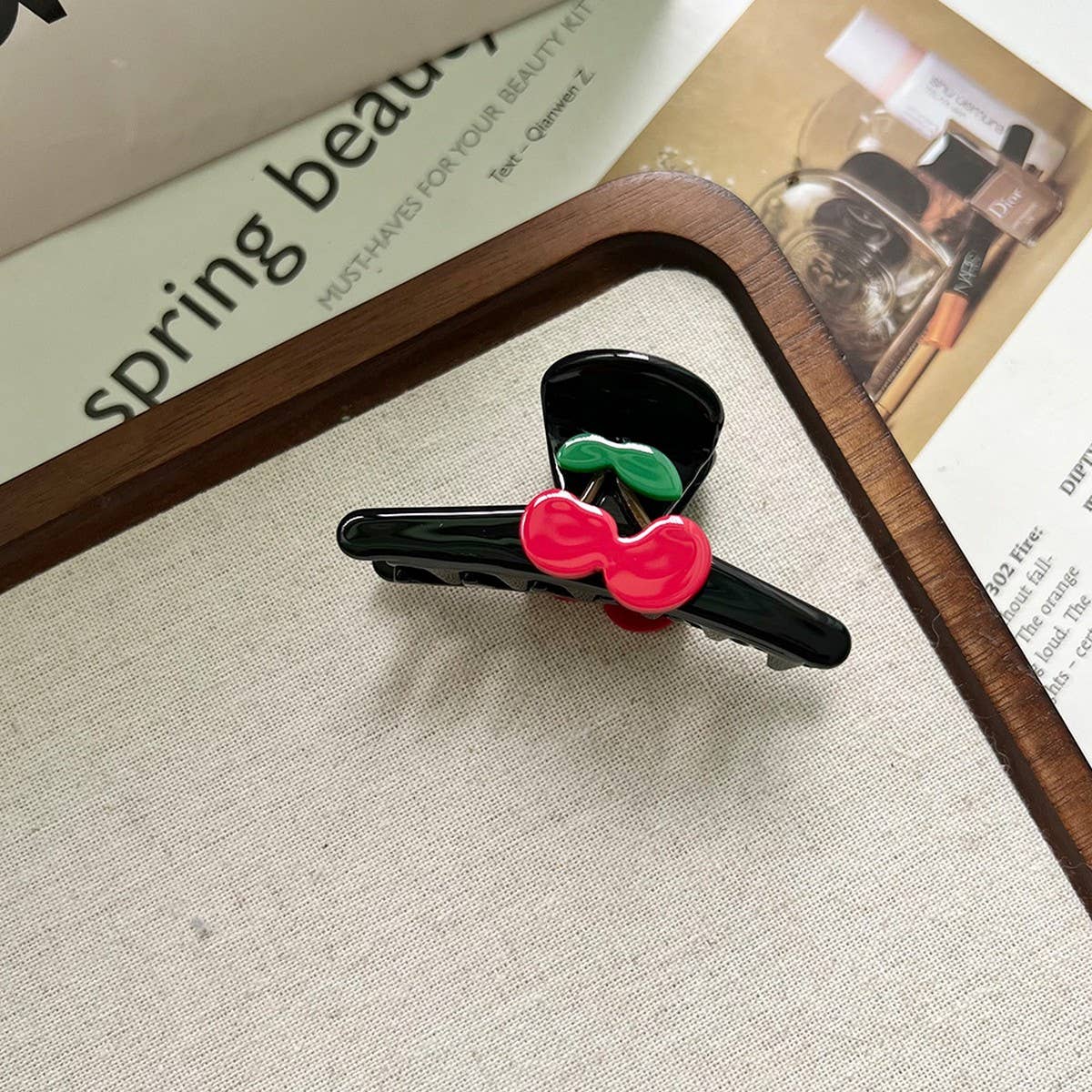 Cute Bow Cherry Acetate Hair Claw Clip for Girls